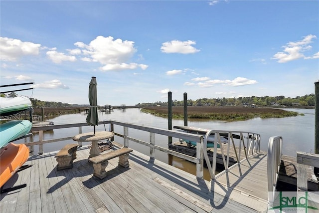 view of dock featuring a water view