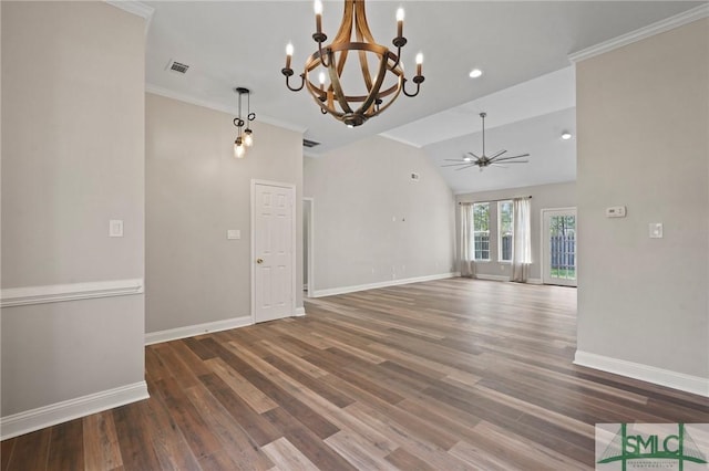 unfurnished living room featuring wood finished floors, baseboards, and visible vents