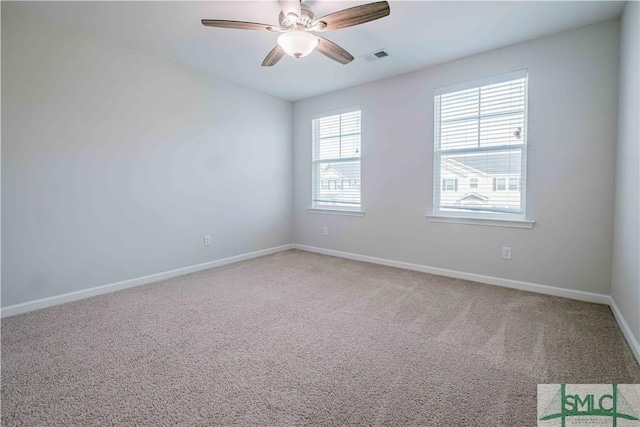 135 Sessile Oak Dr, Savannah, GA 31419 - spare room with a ceiling fan, baseboards, light colored carpet, and visible vents