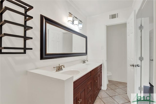 13 Burnt Tree Rd, Savannah, GA 31419 - bathroom with double vanity, crown molding, and tile patterned floors
