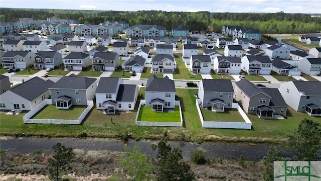 aerial view with a residential view