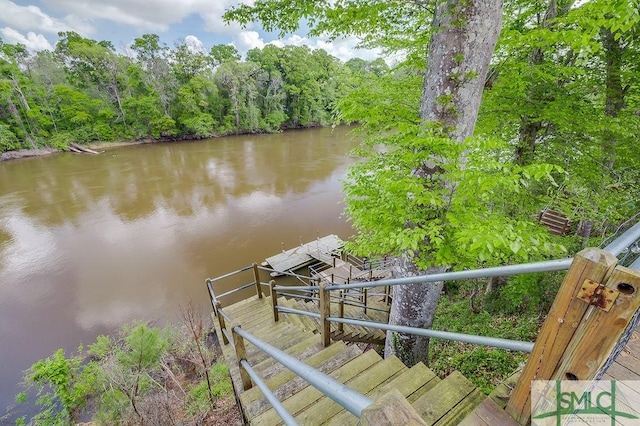 dock area with a water view