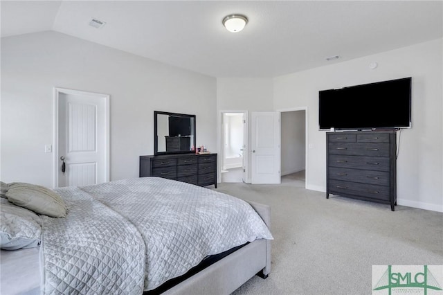 31 Fridley Ln, Hinesville, GA 31313 - bedroom with visible vents, baseboards, light colored carpet, and lofted ceiling