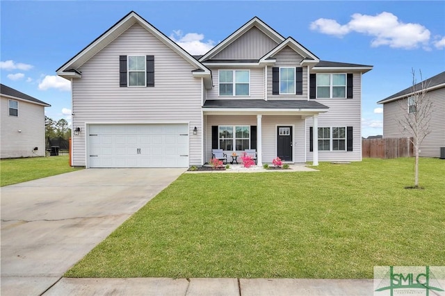31 Fridley Ln, Hinesville, GA 31313 - craftsman inspired home featuring concrete driveway, a garage, fence, and a front lawn
