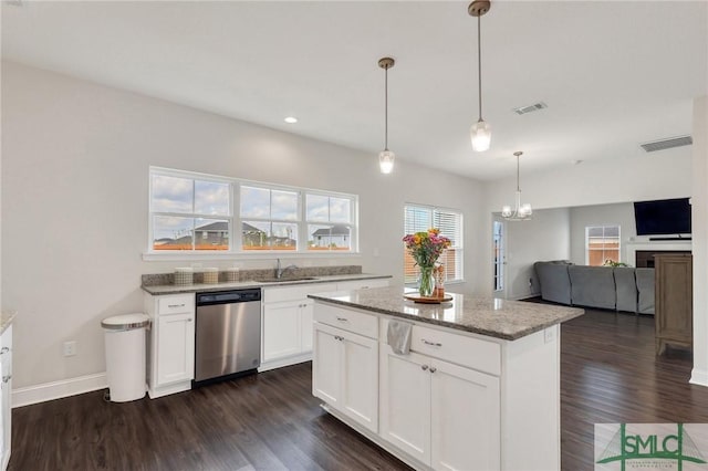 31 Fridley Ln, Hinesville, GA 31313 - kitchen with a sink, visible vents, stainless steel dishwasher, and dark wood finished floors