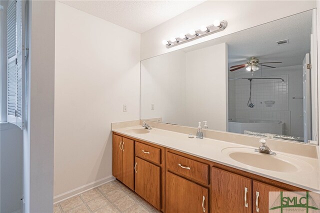 28 Raven Wood Way, Pooler, GA 31322 - bathroom featuring a shower with door, a textured ceiling, a sink, and visible vents