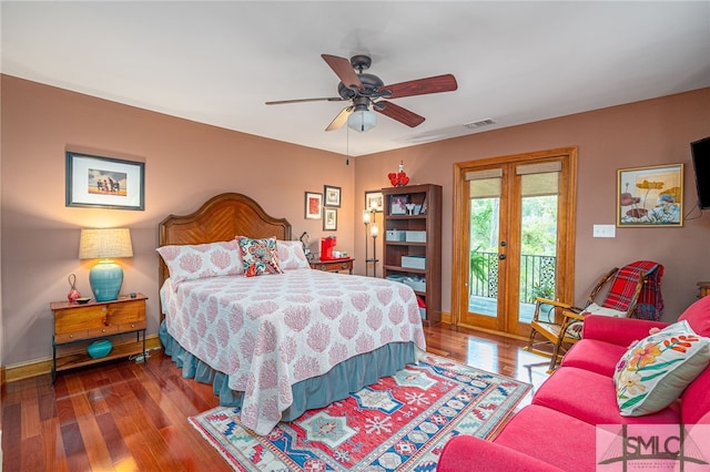 57 Delegal Rd, Savannah, GA 31411 - bedroom with access to outside, french doors, wood finished floors, and visible vents