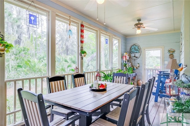 57 Delegal Rd, Savannah, GA 31411 - sunroom featuring outdoor dining space and ceiling fan