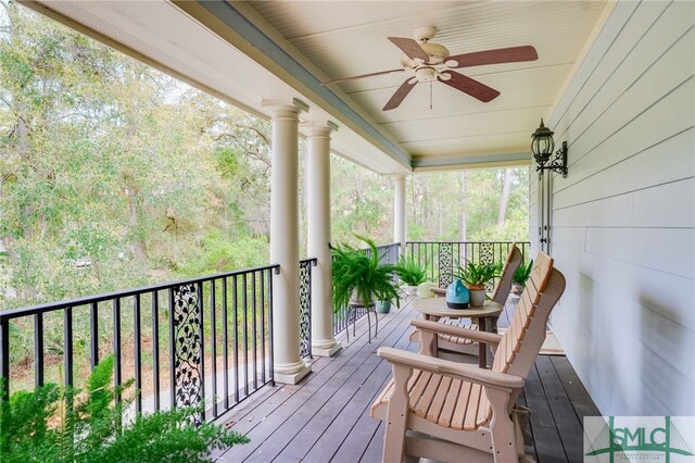 57 Delegal Rd, Savannah, GA 31411 - balcony with ceiling fan and covered porch
