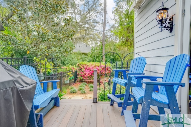 57 Delegal Rd, Savannah, GA 31411 - wooden deck with a grill and fence