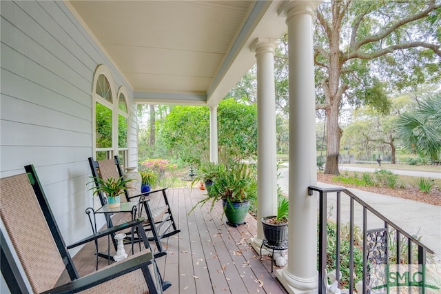 57 Delegal Rd, Savannah, GA 31411 - wooden terrace with covered porch