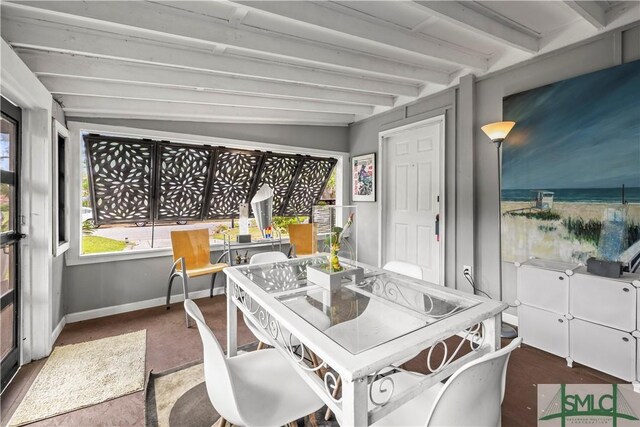 109 Seminole St, Savannah, GA 31406 - dining room featuring baseboards and beam ceiling