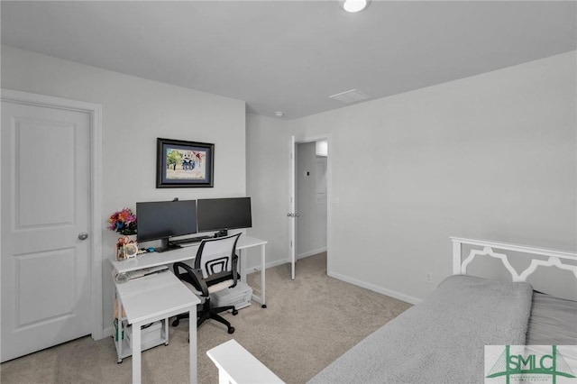 office space with baseboards and carpet