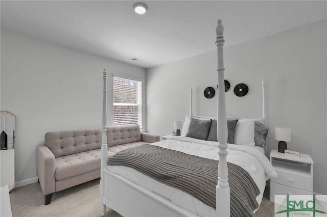 bedroom with carpet and visible vents