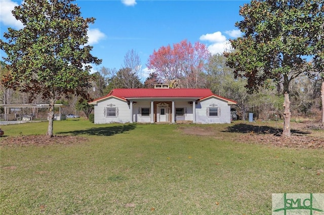 1505 Wilson Rd, Brooklet, GA 30415 - view of front of home with a front lawn and metal roof