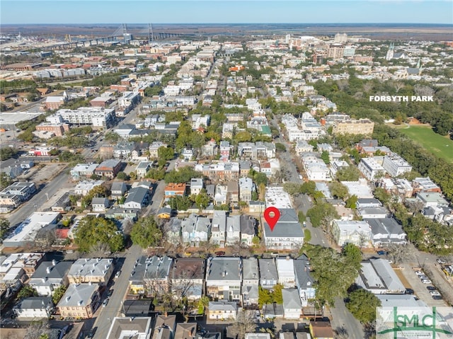 drone / aerial view with a residential view