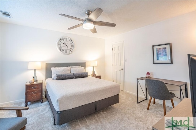 69 Brown Pelican Dr, Savannah, GA 31419 - bedroom featuring visible vents, baseboards, a ceiling fan, and light carpet