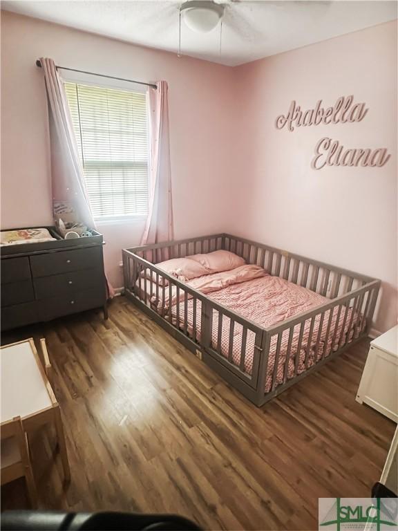 712 Fleming Rd, Hinesville, GA 31313 - bedroom featuring ceiling fan and wood finished floors