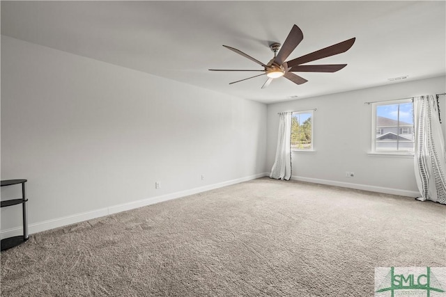 40 Saddlebrush Rd, Ellabell, GA 31308 - spare room featuring carpet, baseboards, and a ceiling fan