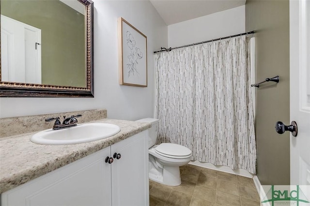 106 Cedar Ridge Dr, Guyton, GA 31312 - full bathroom with vanity, toilet, a shower with curtain, and tile patterned flooring