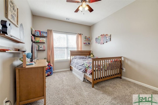 106 Cedar Ridge Dr, Guyton, GA 31312 - carpeted bedroom with baseboards and a ceiling fan