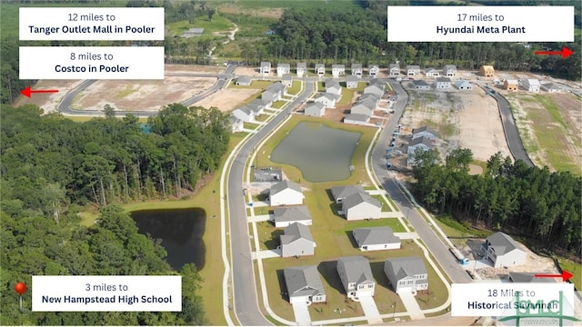 203 Ellie Way, Savannah, GA 31419 - aerial overview of property's location featuring a large body of water and nearby suburban area