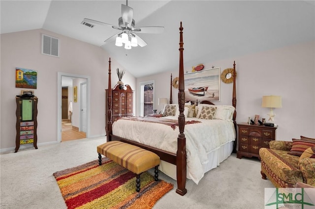 116 Brevard Ct, Savannah, GA 31410 - bedroom featuring lofted ceiling, light carpet, ceiling fan, and baseboards