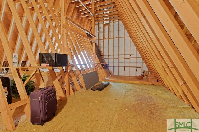 view of unfinished attic
