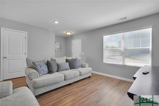 46 Brown Thrasher Ct, Port Wentworth, GA 31407 - living room with visible vents, baseboards, recessed lighting, and wood finished floors