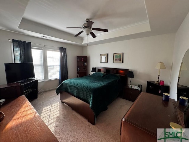 226 Ventura Pl, Pooler, GA 31322 - bedroom featuring a tray ceiling, carpet floors, and a ceiling fan