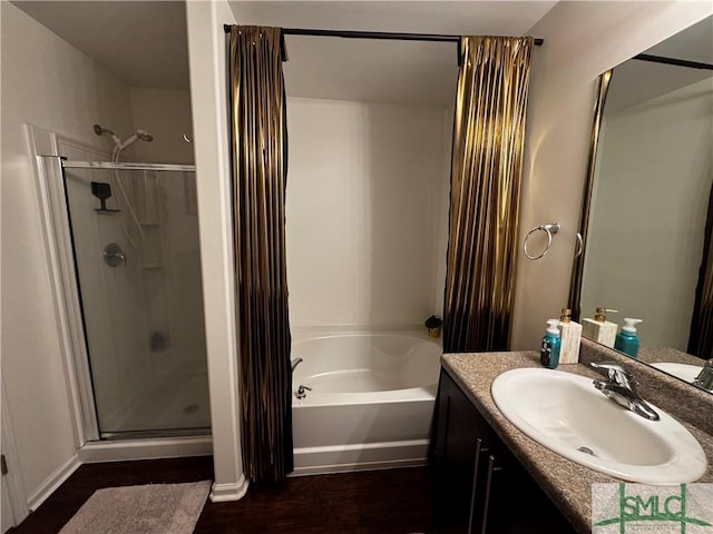 226 Ventura Pl, Pooler, GA 31322 - bathroom with an enclosed shower, vanity, and a bathtub