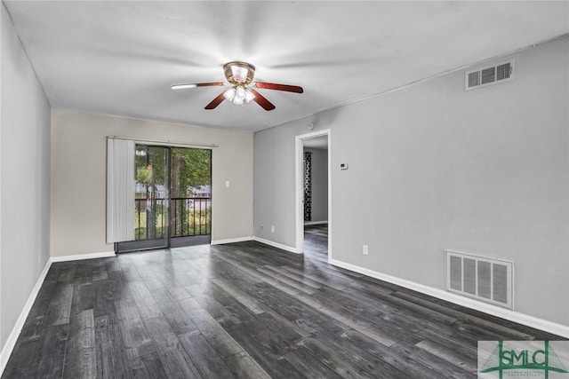 12510 White Bluff Rd Unit 1406, Savannah, GA 31419 - unfurnished room with dark wood-style floors, baseboards, a ceiling fan, and visible vents