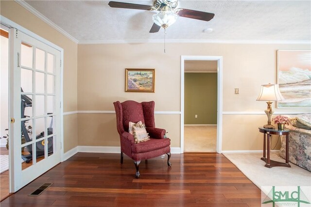 3411 Ponderosa Rd, Portal, GA 30450 - sitting room with visible vents, ceiling fan, wood finished floors, and baseboards