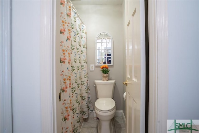 3411 Ponderosa Rd, Portal, GA 30450 - full bath featuring a shower with shower curtain, tile patterned floors, and toilet