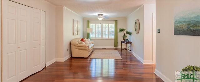 3411 Ponderosa Rd, Portal, GA 30450 - interior space featuring dark wood-style floors, baseboards, and crown molding