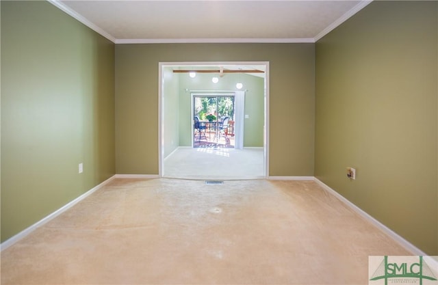 3411 Ponderosa Rd, Portal, GA 30450 - carpeted spare room with baseboards, ornamental molding, and visible vents