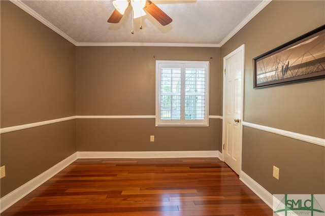 3411 Ponderosa Rd, Portal, GA 30450 - empty room with wood finished floors, ceiling fan, baseboards, and ornamental molding