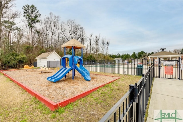 community play area with fence