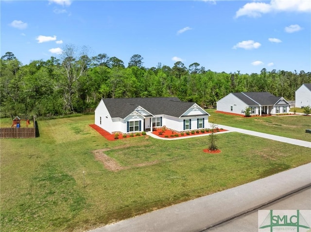 314 Providence Trce, Statesboro, GA 30461 - view of front of home with a wooded view and a front lawn