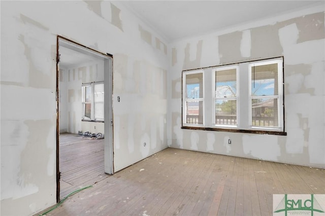 unfurnished room with wood-type flooring and a healthy amount of sunlight