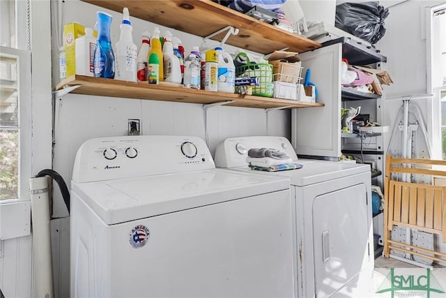 laundry room with washing machine and dryer and laundry area