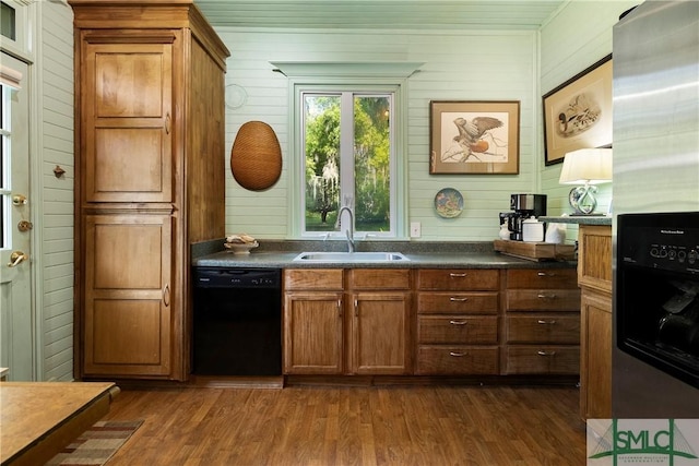 103 Church St, Bloomingdale, GA 31302 - kitchen with a sink, stainless steel fridge, dishwasher, and dark wood-style flooring