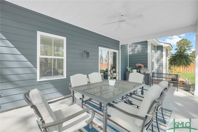 view of patio / terrace featuring outdoor dining space and ceiling fan