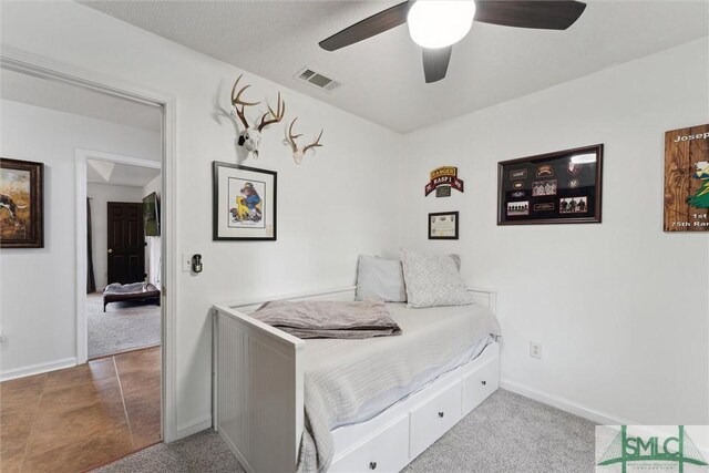 605 Weisenbaker Rd, Rincon, GA 31326 - bedroom featuring ceiling fan, baseboards, visible vents, and carpet floors