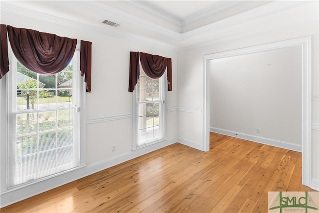 16 Oak Park Pt, Savannah, GA 31405 - empty room with baseboards, visible vents, ornamental molding, and light wood-type flooring