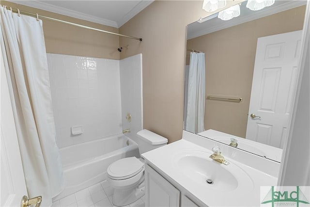 16 Oak Park Pt, Savannah, GA 31405 - full bathroom featuring crown molding, shower / tub combo, tile patterned floors, vanity, and toilet