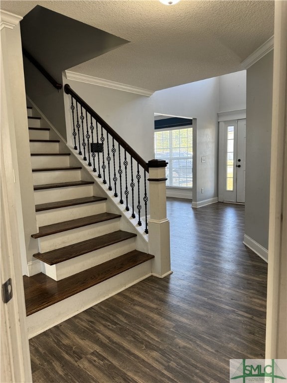 204 Grandview Dr, Hinesville, GA 31313 - foyer with stairs, ornamental molding, wood finished floors, and baseboards
