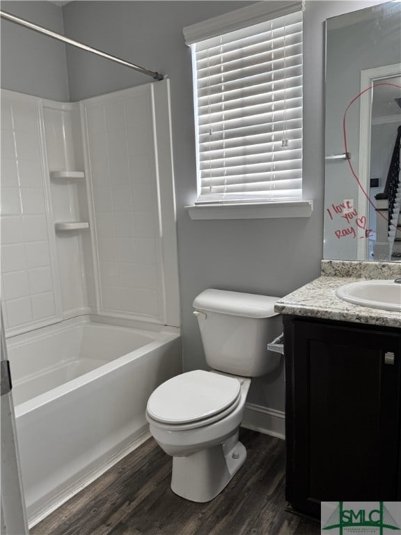 204 Grandview Dr, Hinesville, GA 31313 - bathroom with baseboards, wood finished floors, toilet, and vanity