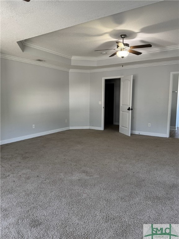 204 Grandview Dr, Hinesville, GA 31313 - carpeted empty room featuring a ceiling fan, a textured ceiling, baseboards, and ornamental molding