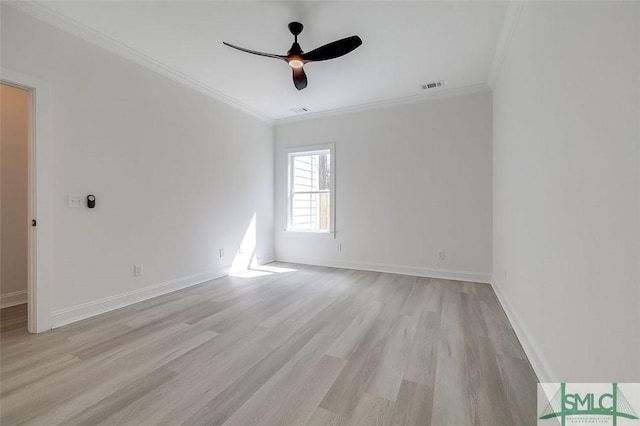 1615 Le Grand St, Savannah, GA 31401 - empty room with baseboards, light wood-style flooring, visible vents, and ornamental molding